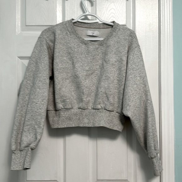 Aritzia TNA Cropped Crewneck Sweater in Grey - Picture 1 of 3